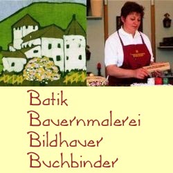 Südtiroler Werkstätten / Batik, Bauernmalerei, Bildhauer, Buchbinder