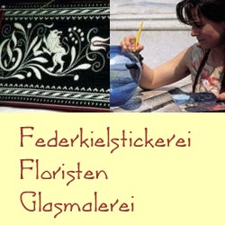 Südtiroler Werkstätten / Federkielstickerei, Floristen, Glasmalerein